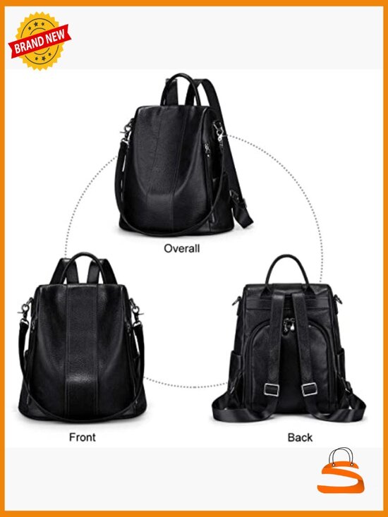 Leather Backpack Purse Women Anti-Theft Rucksack Satchel Shoulder Bag main image 6